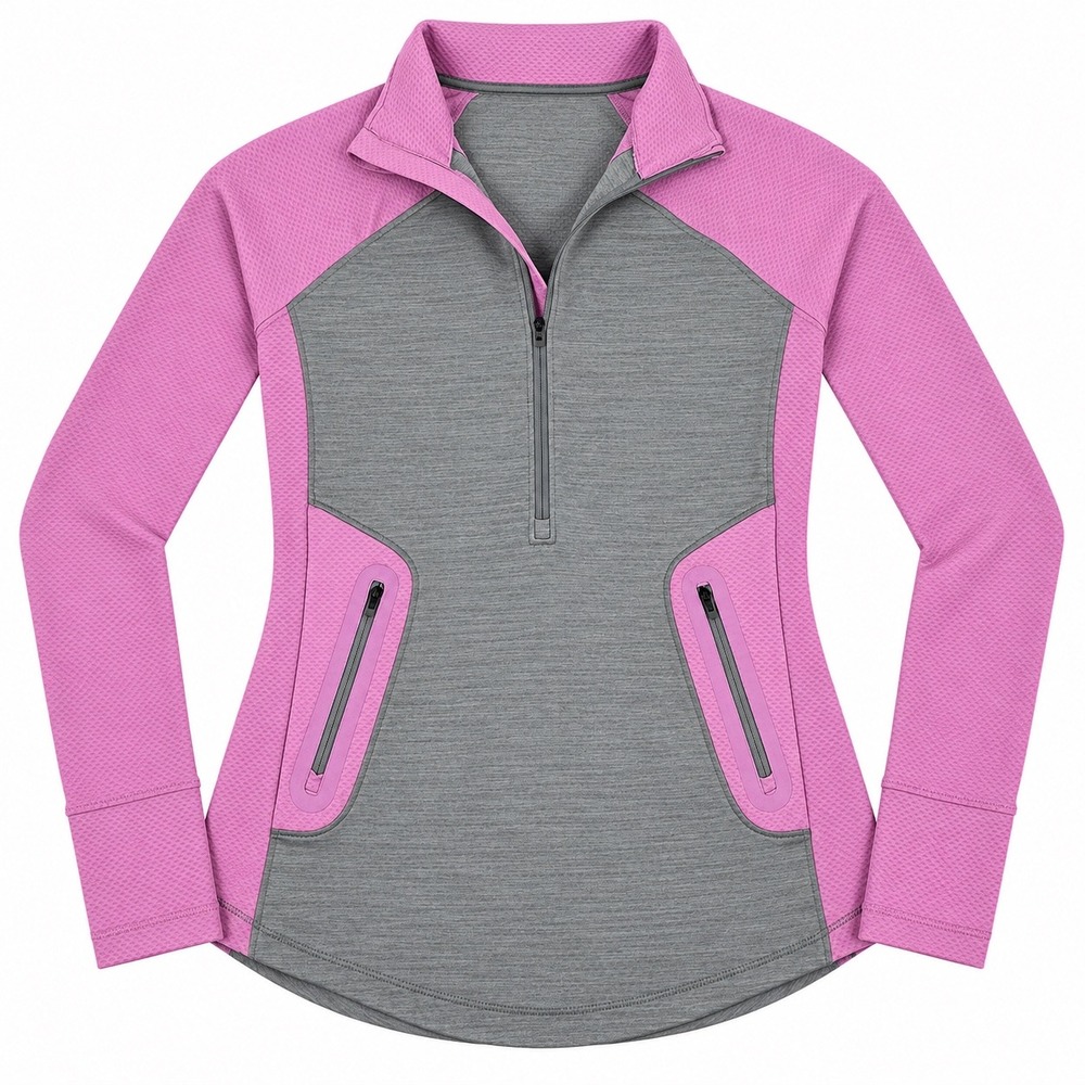 Under Armour ColdGear Reactor 1/2 Zip Pullover Pink Grey XS Running Top 245E